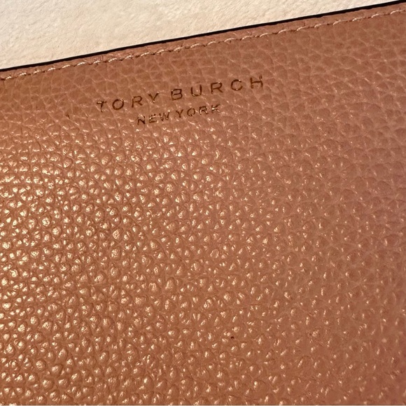 Tory Burch Perry Color Block Bifold Pebbled Leather Wallet pink yellow brown red - Picture 3 of 14